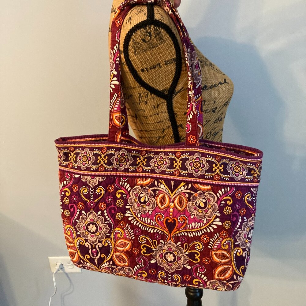 Vera Bradley Tote Shoulder Bag Purple Safari Sunset - Picture 2 of 14